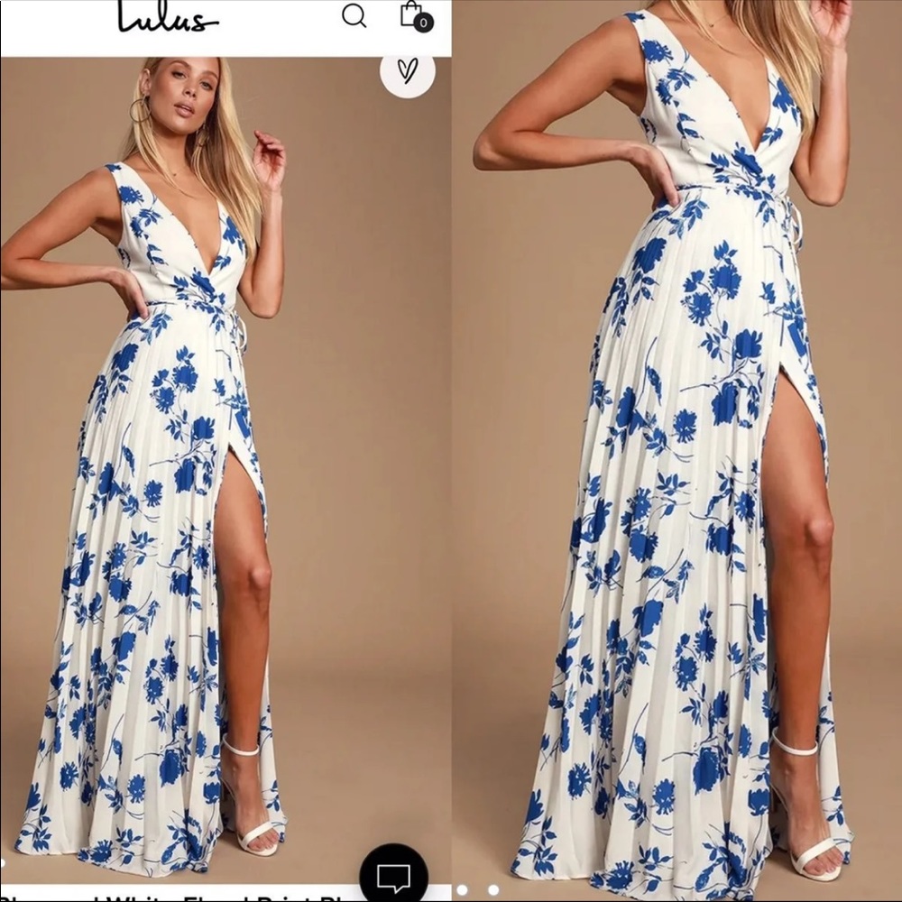 Lulus Blue and White Maxi Dress